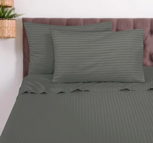 Miniatura 8 de ROYALE LINENS Juego de sábanas de 3 piezas individual XL, microfibra suave cepillada de 1800, 1 sábana bajera, 1 sábana encimera, 1 funda de Stripe