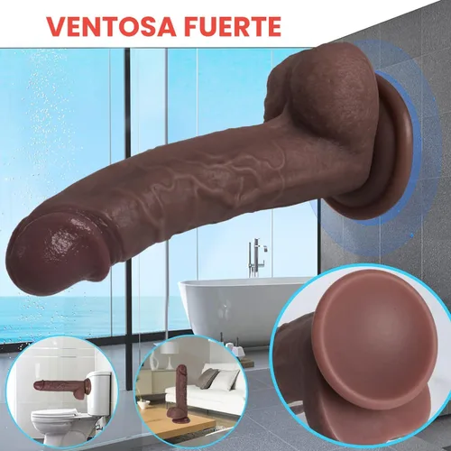 Miniatura 4 de Juguetes sexuales consolador de silicona realista, material seguro para estimulación del clítoris, la vagina y el ano con fuertes ventosas, juguetes