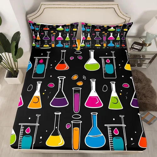 Miniatura 34 de Juego de ropa de cama ajustable con fórmula informática para niños y niños, diseño de geometría de acuarela, números, fórmula matemática, juego