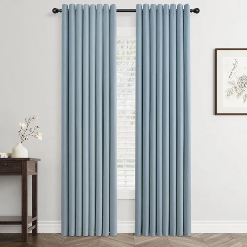 Miniatura 52 de Cream Linen Blackout Curtains 90 Length 2 Panels Set for Living Room Bedroom, 100% Black Out Thermal Insulated Linen Drapes, Room Darkening Grommet