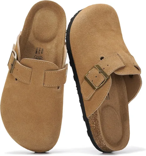 Miniatura 3 de Project Cloud Benton - Zuecos con plantilla de cuero genuino para mujer, pantuflas de espuma viscoelástica con soporte de arco, sandalias de moda
