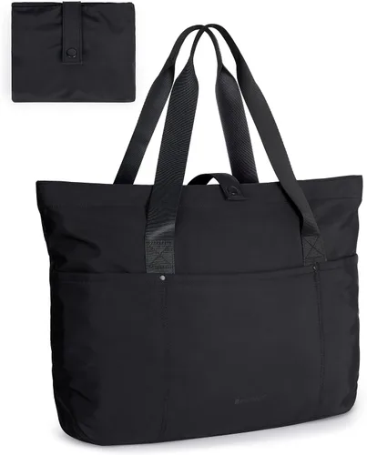 BAGSMART Bolsa de mano para mujer, bolsa de mano plegable con cremallera, bolsa de hombro grande de viaje para el trabajo-16.5 pulgadas de largo x 6