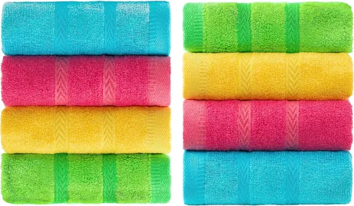 MEMRUI Toallas Multicolor para Puntas de los Dedos para Baño - Toallas Faciales para Niños, 10 x 18 Pulgadas, 8 Piezas en 4 Colores