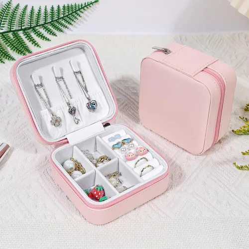 Miniatura 7 de Joyero de viaje, pequeño organizador de joyas de viaje, joyero portátil, mini organizador de almacenamiento, caja de almacenamiento portátil