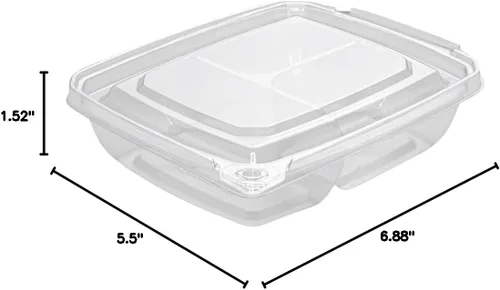 Miniatura 14 de Restaurantware Tamper Tek - Recipientes rectangulares para llevar de 11 onzas, 100 recipientes duraderos de plástico transparente congelable a