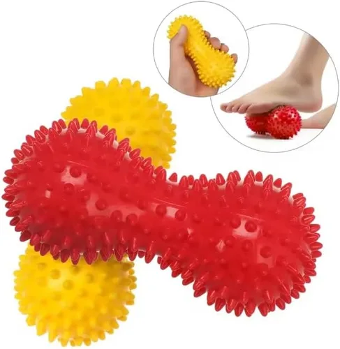 Miniatura 3 de Bolas de maní suaves para masaje, reflexología de presión, masajeador de maní, alivio miofascial para fascitis de pies, 1 paquete (rojo)