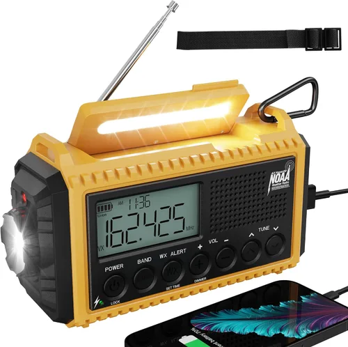 Miniatura 3 de ROCAM CR1009 Radio de emergencia con manivela y radio meteorológica 1009 Pro con pantalla LCD grande
