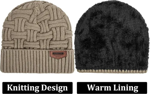 Miniatura 68 de Loritta Gorro de invierno cálido de punto grueso y holgado para hombre