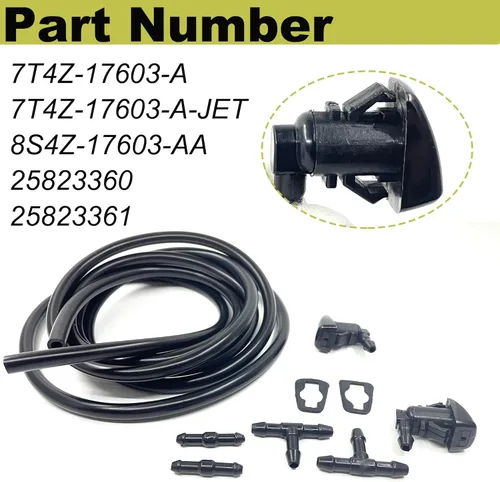 Miniatura 2 de Kit de boquillas del limpiaparabrisas delantero de repuesto para Ford Focus 08-11 Ford Edge 07-11 Lincoln MKX 07-10 Chorro lavaparabrisas y manguera