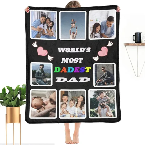 Miniatura 24 de HUGLAZY Mantas personalizadas con fotos, texto, mantas personalizadas con imagen, mantas personalizadas para papá con collage de fotos, manta