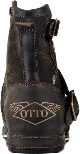 Miniatura 3 de OSSTONE Botas Moto para Hombre de Moda con Cremallera Botas de Cuero Chukka Casuales Estilo Retro OS-5008-1-DA1B1