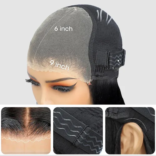 Miniatura 2 de 22 Inch Black Straight Wig Human Hair 220 Density Transparent Hd Glueless Wigs Human Hair Pre Plucked Pre Cut 9x6 Lace Front Wigs Wigs For Black
