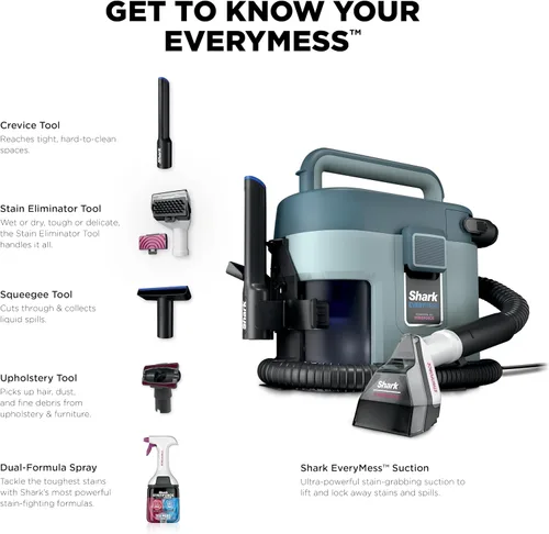 Miniatura 12 de Shark EveryMess VX101 - Aspiradora húmeda 3 en 1, aspiradora seca y eliminador de manchas con tecnología StainForce, perfecto para hogares, mascotas