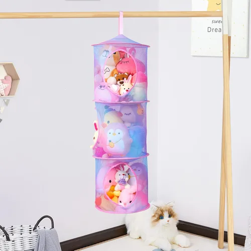 Miniatura 5 de Basumee Red para Animales de Peluche o Hamaca 2 Piezas Red de Almacenamiento de Juguetes Hamaca para Peluches Organizador de Malla para Decoración