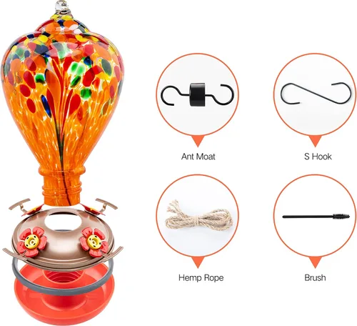 Miniatura 3 de Muse Garden Comederos de colibrí para colgar en exteriores, comedero de colibrí de vidrio soplado, regalos de colibrí para mamá, decoración