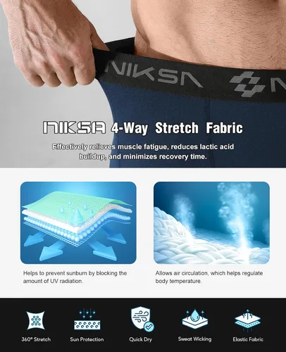 Miniatura 5 de Niksa Paquete de 2/4 pantalones cortos de compresión para hombre con bolsillo, pantalones cortos de elastano para correr, deportes, atletismo