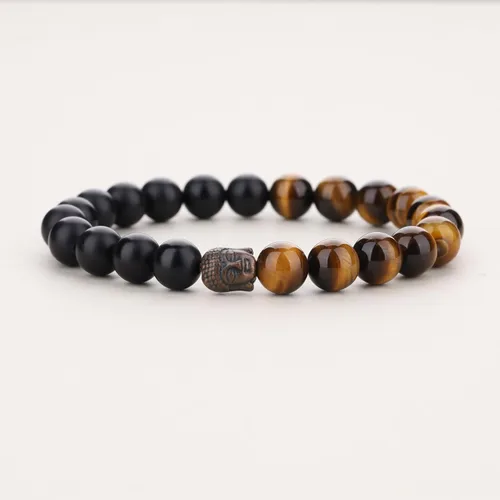 Miniatura 4 de COAI Pulsera de oración con cuentas de piedra de cabeza de Buda