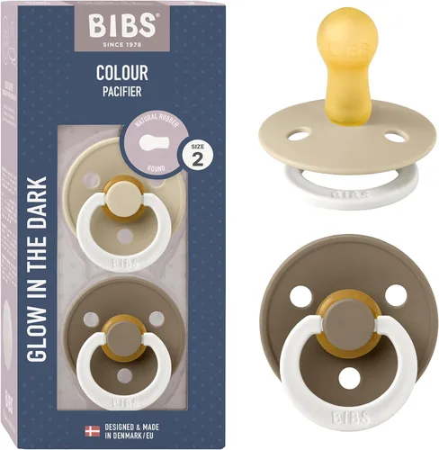 Miniatura 78 de BIBS - Paquete de 2 chupetes Bibs Colour, calmante, libre de bisfenol A, punta redonda, látex de goma natural Noche de vainilla