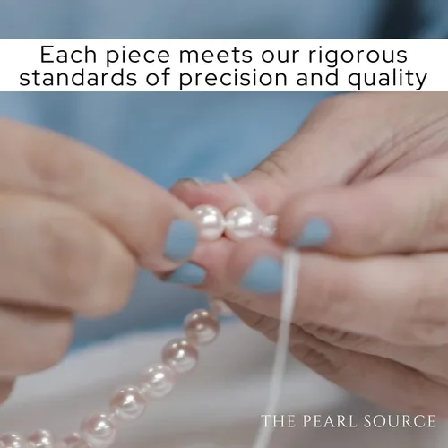 Miniatura 4 de The Pearl Source 14K Gold 6.5-7.0mm AAAA Quality Round White Freshwater Cultured Pearl Necklace for Women in 16"-36" Lengths