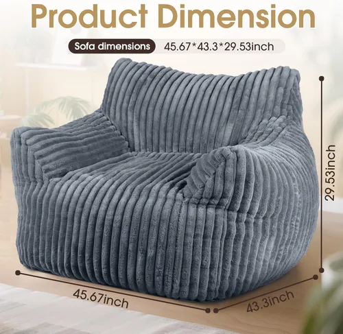 Miniatura 2 de Puf gigante, cómodo sofá puff de felpa de gran tamaño para adultos y niños con reposabrazos, mini sofá de espuma viscoelástica para sala de estar