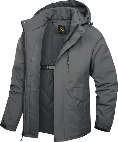 Miniatura 8 de Keevoom Abrigos de invierno para hombre, abrigo de nieve cálido, resistente al viento, impermeable, con capucha, snowboard, esquí, chaquetas