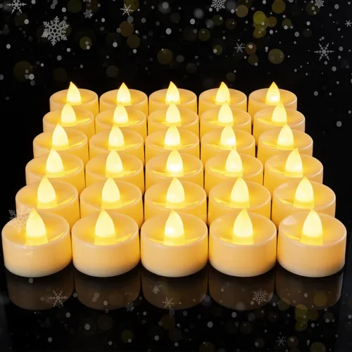 Miniatura 10 de Amagic 30 velas de té parpadeantes sin llama que funcionan con pilas, vela eléctrica de larga duración de más de 200 horas para centro de mesa