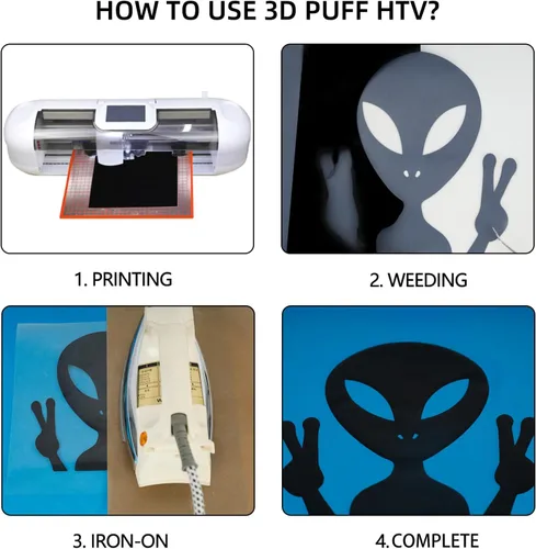 Miniatura 5 de guangyintong Rollos de vinilo de transferencia de calor de soplo negro, vinilo 3D de 12 pulgadas x 20 pies para planchar, para camisetas, vinilo HTV