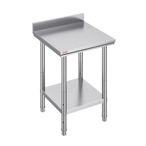 Miniatura 14 de Vevor Mesa de trabajo de acero inoxidable con ruedas de 24 x 12 x 32 pulgadas, mesa de preparación con 4 ruedas, mesa de trabajo resistente
