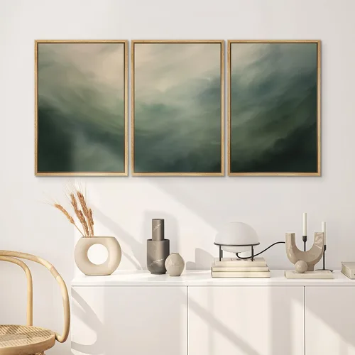 Miniatura 450 de SIGNWIN Lienzo enmarcado para pared, arte con pinceladas de flujo neutro en tonos beige abstractos, ilustraciones, arte moderno, decorativo