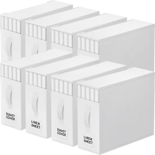 Miniatura 28 de StorageTastic Paquete de 4 Organizadores de Armario para Sábanas y Almacenamiento, Contenedores de Almacenamiento Plegables Resistentes con Ventana