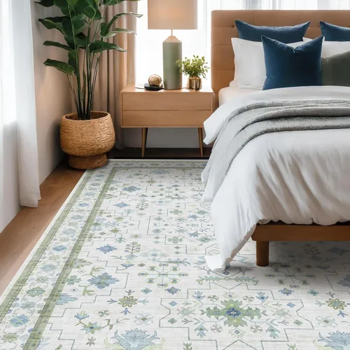 Miniatura 140 de Alfombra Boho Negra para Sala de Estar - Alfombra de Área Lavable de 10x14 Pies, Alfombras de Comedor para Debajo de la Mesa, Alfombra Suave de Pelo