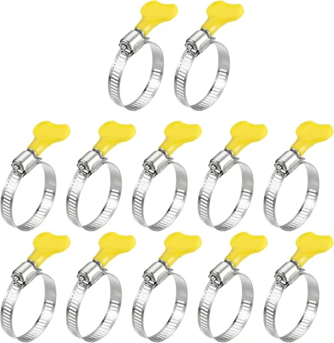 Miniatura 17 de uxcell Abrazadera de manguera de engranaje helicoidal, 24 abrazaderas de manguera de acero inoxidable ajustables de 1/2 a 3/4 pulgadas con mango
