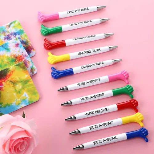Miniatura 5 de Fumete 50 bolígrafos con texto en inglés "You're Awesome Thumbs up", regalos de agradecimiento, citas inspiradoras, divertidos bolígrafos