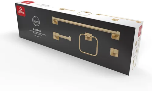 Miniatura 6 de Globe Electric 65562 Dakota - Kit de accesorios de baño de 4 piezas, latón mate, toallero, anillo de toalla, gancho para bata, soporte para papel