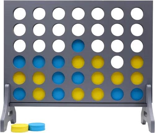 Miniatura 56 de Juego gigante 4 en una fila para familia y adultos – Tailgating Pros Jumbo de madera gris cuatro en una fila juego de patio para interiores