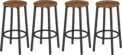 Miniatura 9 de HOOBRO Taburetes de bar, juego de 2 sillas de bar, taburetes altos redondos para cocina con reposapiés, taburetes de barra de desayuno, marco
