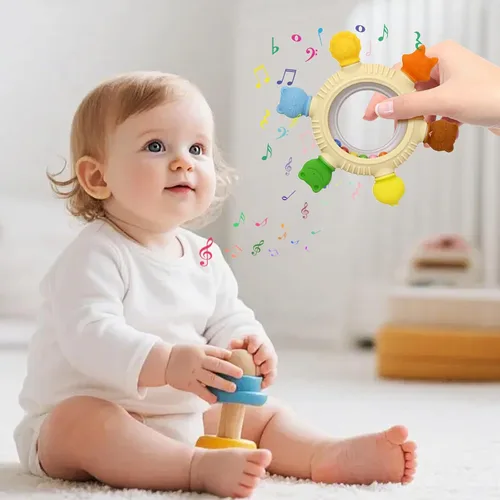 Miniatura 2 de Paquete de 2 juguetes sensoriales para bebés, anillos de dentición para bebés de 0-6, 6 a 12 meses, mordedores de silicona para alivio
