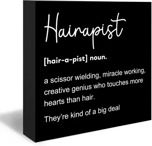 Caja de madera de 5 × 5 pulgadas, hairapista negro, regalo de peluquería, decoración de peluquería