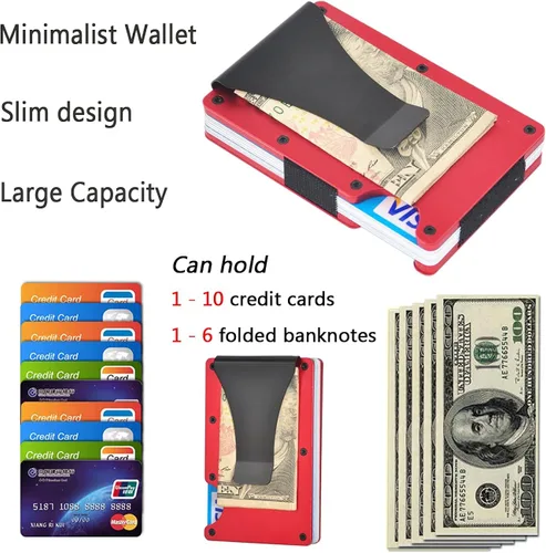 Miniatura 4 de Kenpal Cartera de metal minimalista con clip para dinero organizador de aluminio para tarjetas de crédito para hombres y mujeres Minimalista