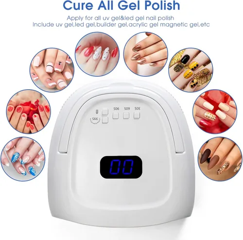 Miniatura 7 de Lámpara de uñas LED UV, lámpara de uñas inalámbrica de 60 W, luz LED profesional para uñas de gel, secadora de uñas con 42 cuentas, perfecta