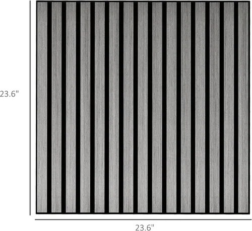 Miniatura 7 de HOMCOM Paquete de 4 paneles acústicos 3D, paneles de madera insonorizados de 24 x 24 pulgadas para pared, paneles de pared de listones de madera
