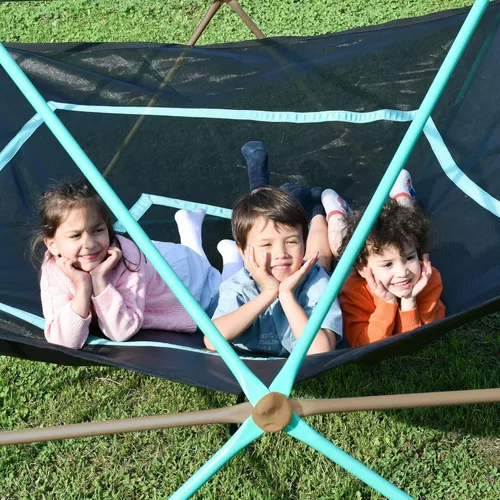 Miniatura 6 de Merax - Cúpula de escalada de 13 pies con hamaca, centro de juegos geométrico para exteriores para niños de 3 a 10 años, soporta 1000 libras