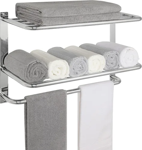 Toallero para baño, soporte de torre de 23 pulgadas con barras de torre, acero inoxidable SUS 304, estante para toallas de baño, soporte de pared, 3