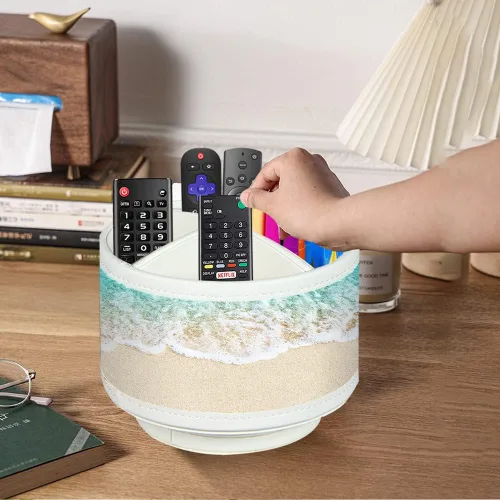 Miniatura 7 de Organizador para controles remotos de TV para mesa, porta lapiceros giratorio de 360 grados para organizadores y accesorios de escritorio, Playa
