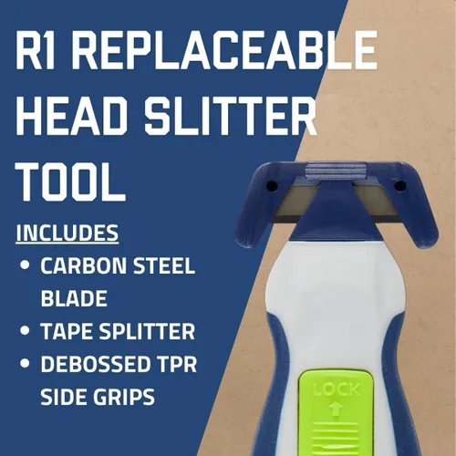 Miniatura 2 de AccuTec Pro Safety R1 - Herramienta de corte de cabeza reemplazable, cuerpo ABS, hoja de acero al carbono, divisor de cinta, abridor de cajas
