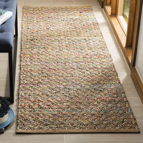 Miniatura 11 de SAFAVIEH Alfombra de área de 8 x 10 pies – Colección Cape Cod – Grande – Rojo y natural, yute trenzado hecho a mano, ideal para sala de estar