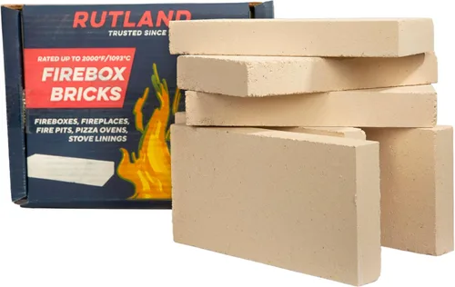 Rutland - Ladrillos refractarios para chimeneas de leña y estufas de leña, calor nominal para uso residencial, color marfil, caja de 6 unidades