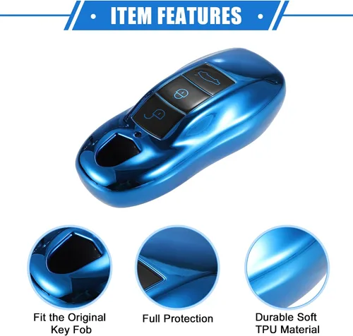 Miniatura 4 de Funda protectora para llavero de automóvil con control remoto de 3 botones, compatible con Porsche Cayenne Panamera 2011-2017, protección completa