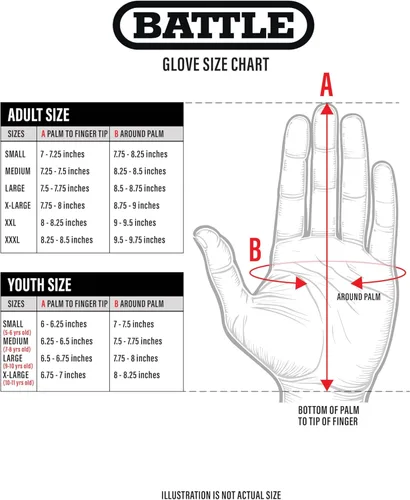 Miniatura 4 de Battle Sports - Guantes de fútbol americano para receptor abierto con dorso de mano, ultraadherentes y con agarre, antideslizantes, para adultos