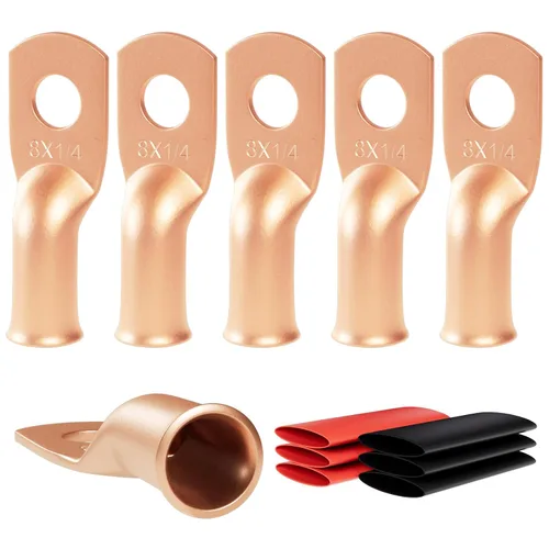 Miniatura 53 de 6 piezas 1/0 AWG - 1/2" (M12) Sanuke Terminales de anillo para cable de alambre con conectores de extremos resistentes para cable de batería, ojales